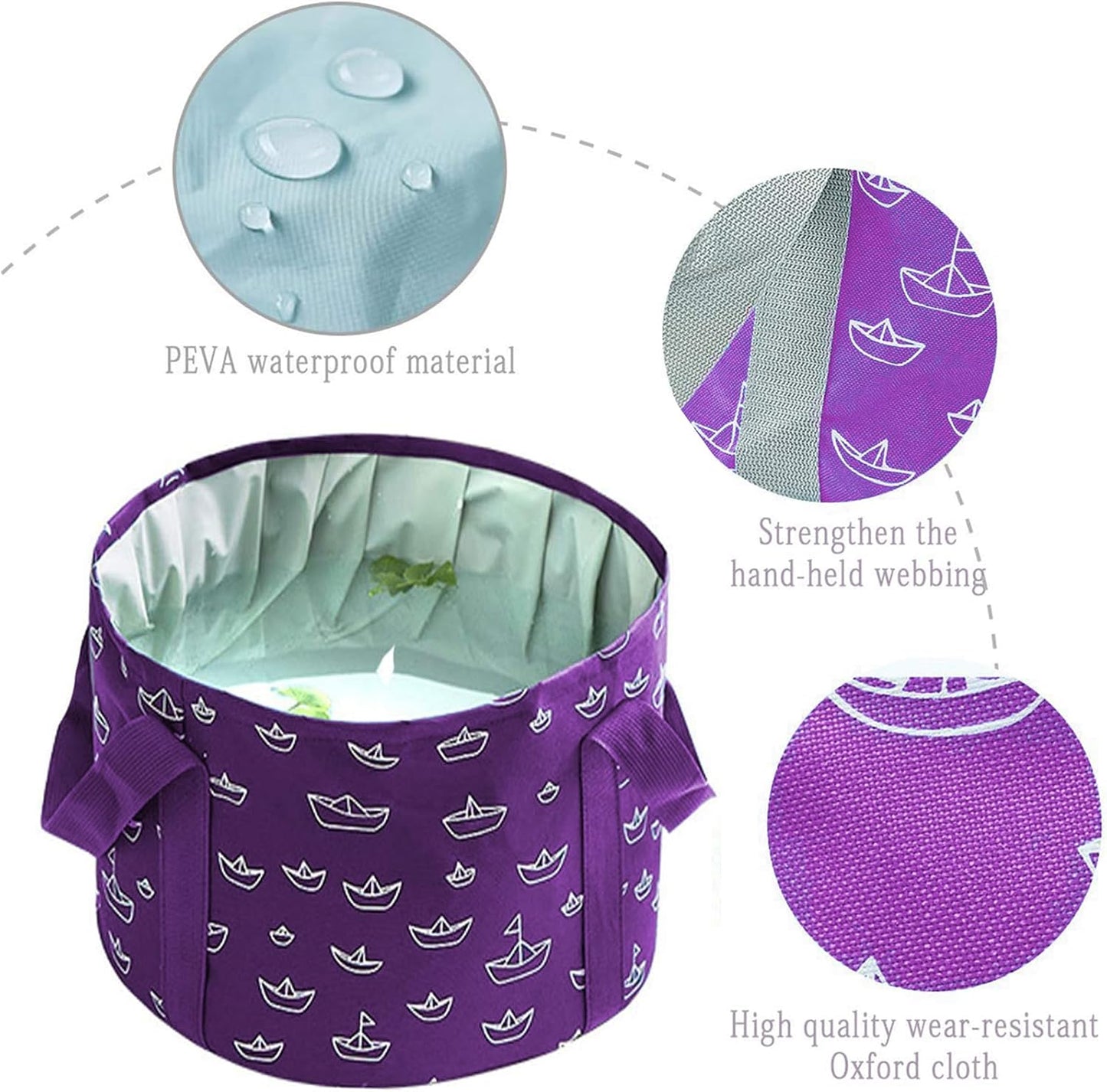 Collapsible Bucket for Soaking Feet, Purple Portable Travel Foot Bath Tub, Foot Soaking Bath Basin Portable, Foot Spa Soaking Feet Home Pedicure Basin Outdoor Camping