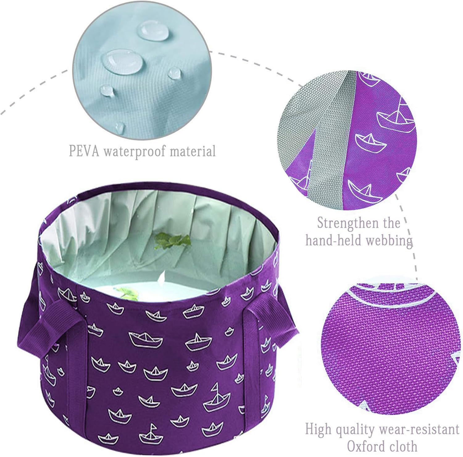 Collapsible Bucket for Soaking Feet, Purple Portable Travel Foot Bath Tub, Foot Soaking Bath Basin Portable, Foot Spa Soaking Feet Home Pedicure Basin Outdoor Camping