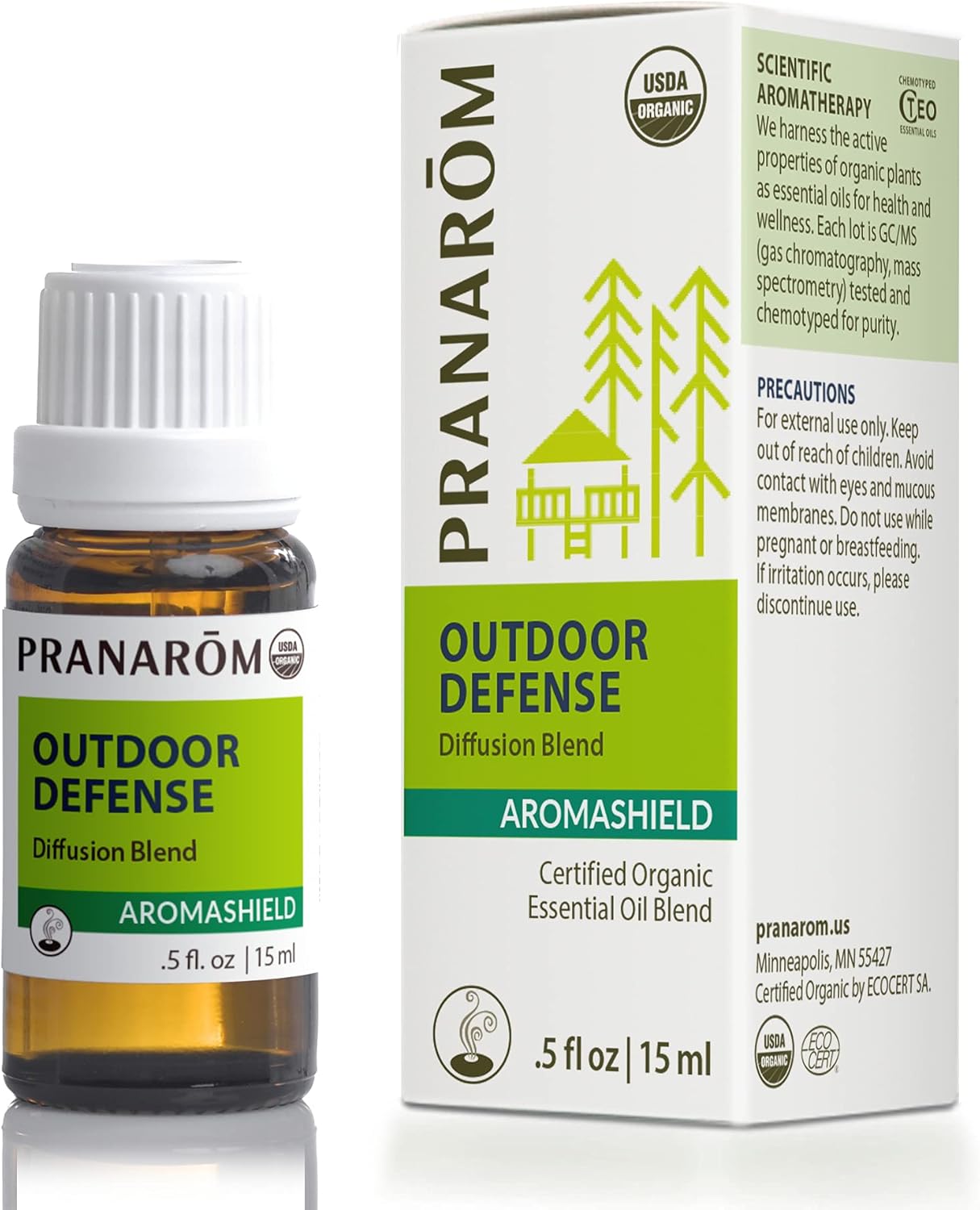 Pranarom - Aromashield Outdoor Defense Diffusion Blend (15ml) - Lemongrass, Citronella, Clove, & Tea Tree - 100% Pure Essential Oil Blend for Outdoor Protection|USDA and ECOCERT Certified Organic