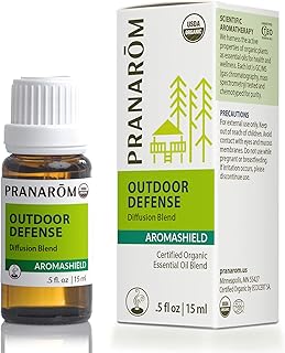 Pranarom - Aromashield Outdoor Defense Diffusion Blend (15ml) - Lemongrass, Citronella, Clove, & Tea Tree - 100% Pure Essential Oil Blend for Outdoor Protection|USDA and ECOCERT Certified Organic