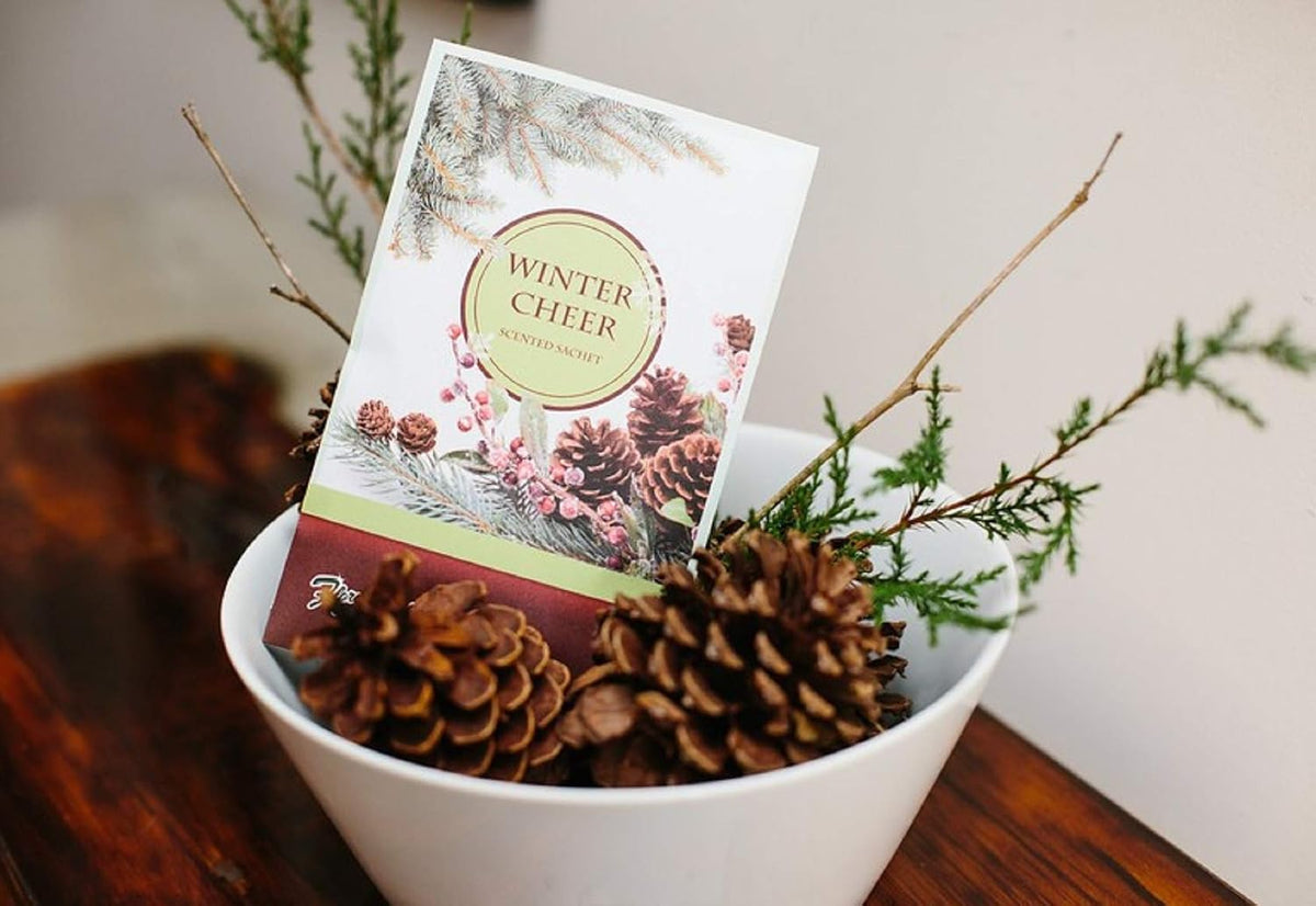 Floral Simplicity Winter Cheer Scented Sachets Pack of 3, Fall &amp; Winter - Long-Lasting Scented Bags, Home Fragrance, Air Freshener &amp; Deodorizer for Closet, Room, Drawer, or Cars, Made in USA