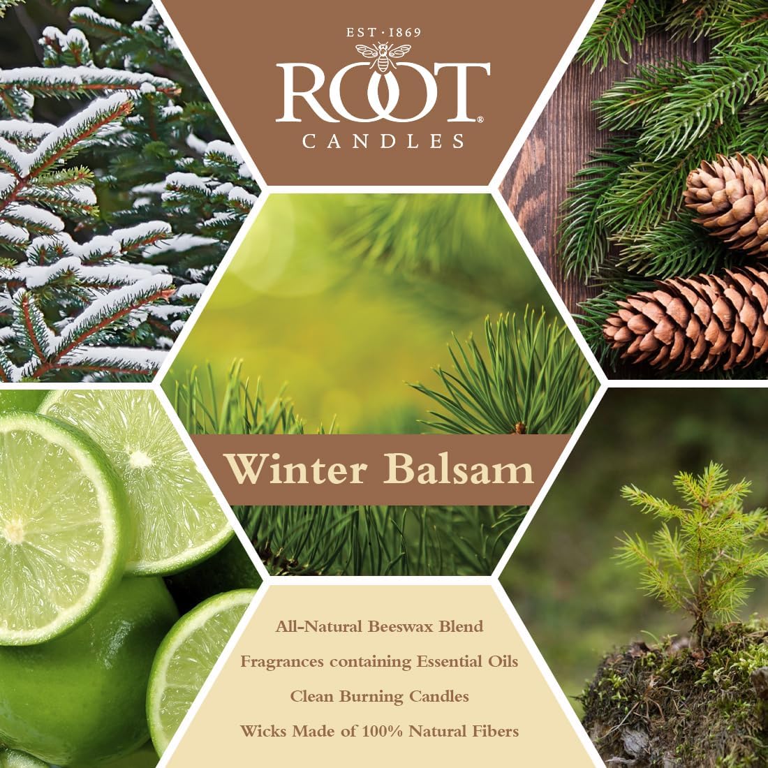 Root Candles Votive Gift Pack 3-Count Fall/Winter Scented Votive Candles Beeswax Blend Premium Handcrafted 20-Hour Votives, Winter Balsam