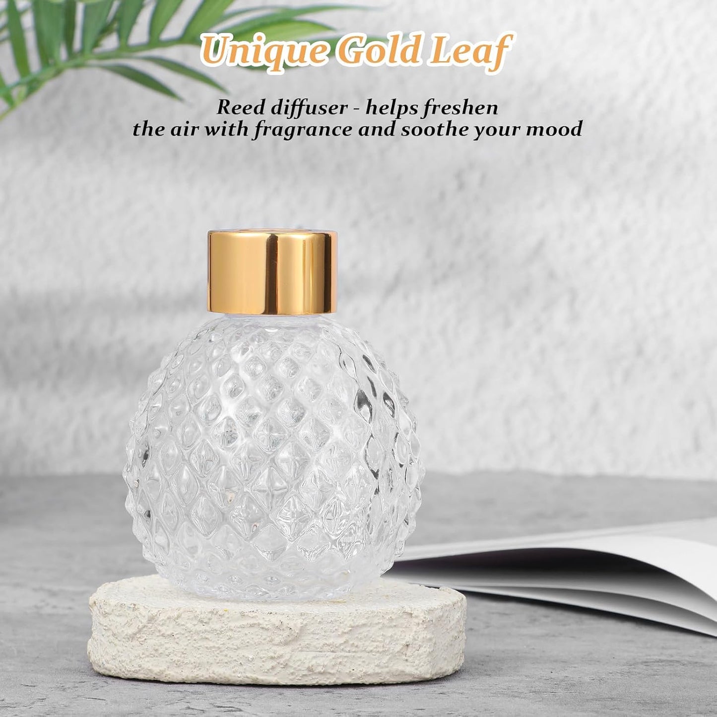 4 Piece Reed Diffuser Set, 3.5-4.2oz Empty Bottles and 20 Reed Sticks, Unique Design for Home and Office