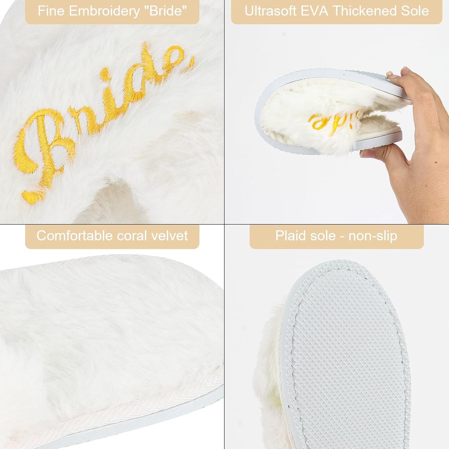 CIEHER Bride Spa Headband & Bride Slippers Set, Bride to Be Slippers Bride Gifts for Bachelorette Party Favors Bridal Shower Decorations Bride Aaccessories for Wedding Day