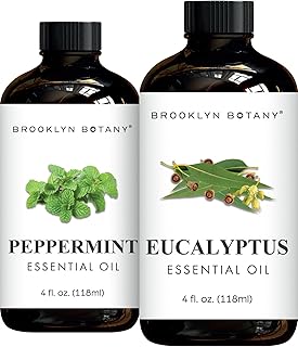 Brooklyn Botany Peppermint & Eucalyptus Essential Oils – 4 Fl Oz (Pack of 2) – 100% Pure & Natural – Premium Grade Aromatherapy Oils – Sinus Relief Blend