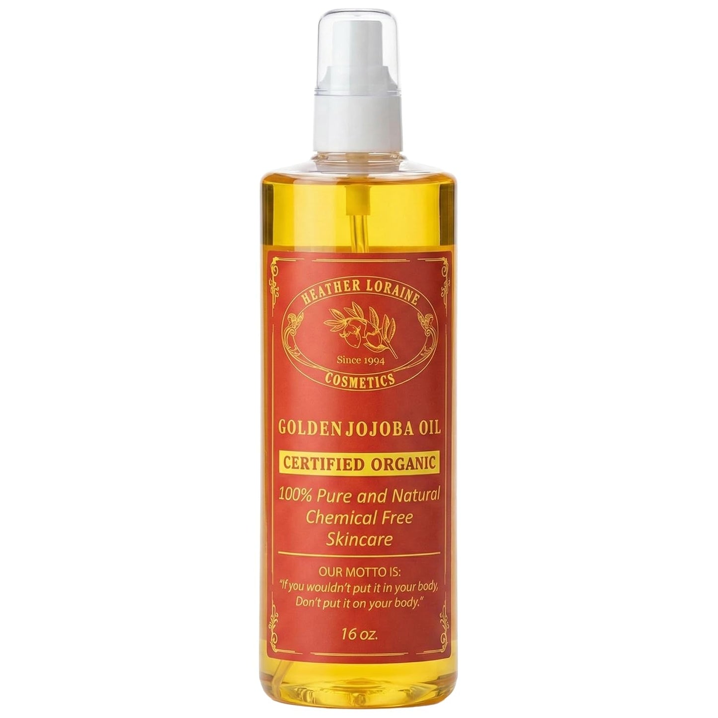 Organic Golden Jojoba Oil, Single-Ingredient Carrier Oil for Face, Hair & Body, Fragrance Free, 16 Fl Oz