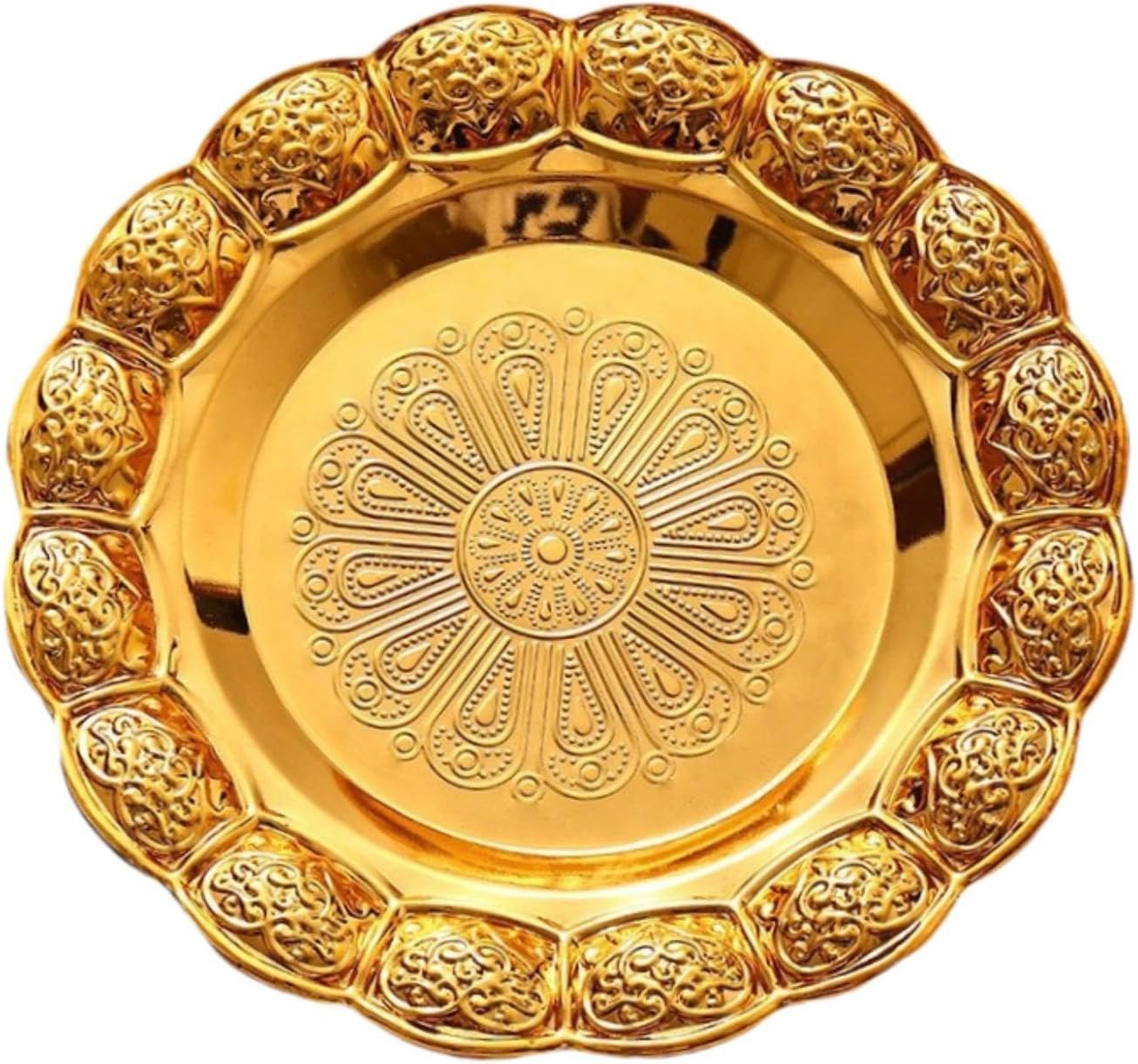 Round Serving Tray Organizer Candle Holder Iron Decorative Platter Suitable for Bedroom Entrance Living Room Cafe15cm