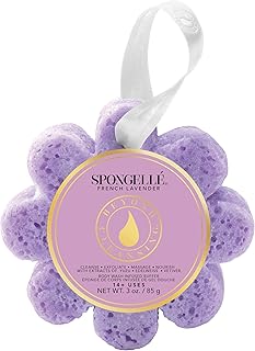 Spongellé French Lavender Wild Flower Bath Sponge | Built-in Body Wash & Body Scrubber, Shower Loofah Sponge for Women | 14+ uses