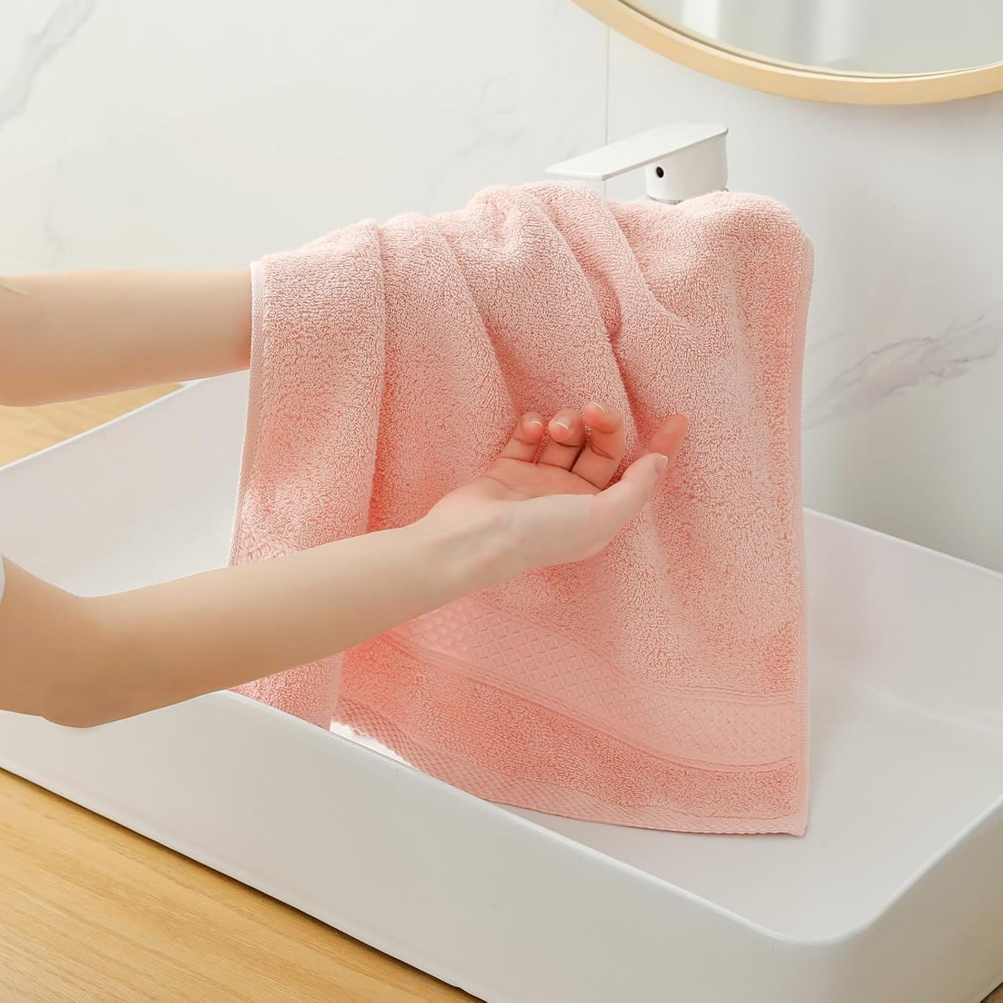 6 Pack Hand Towel Set, 16 by 28 inches, 100% Cotton Ultra Soft and Highly Absorbent, Quick Drying, for Hotels, Spa, Bathroom
