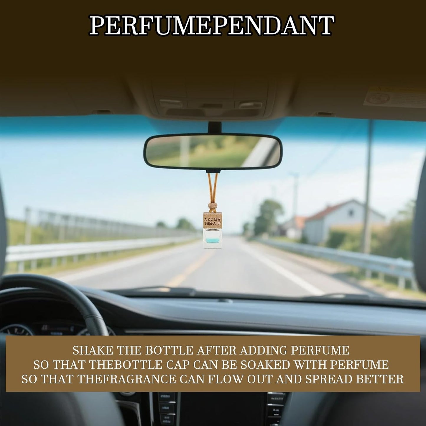 4-Pack Refillable Car Air Freshener Hanging Diffuser Empty Glass Bottle with Wooden Cap & Reed Sticks Essential Oil Aromatherapy Pendant Drift Car Fresheners for Women Men-Car Accessories
