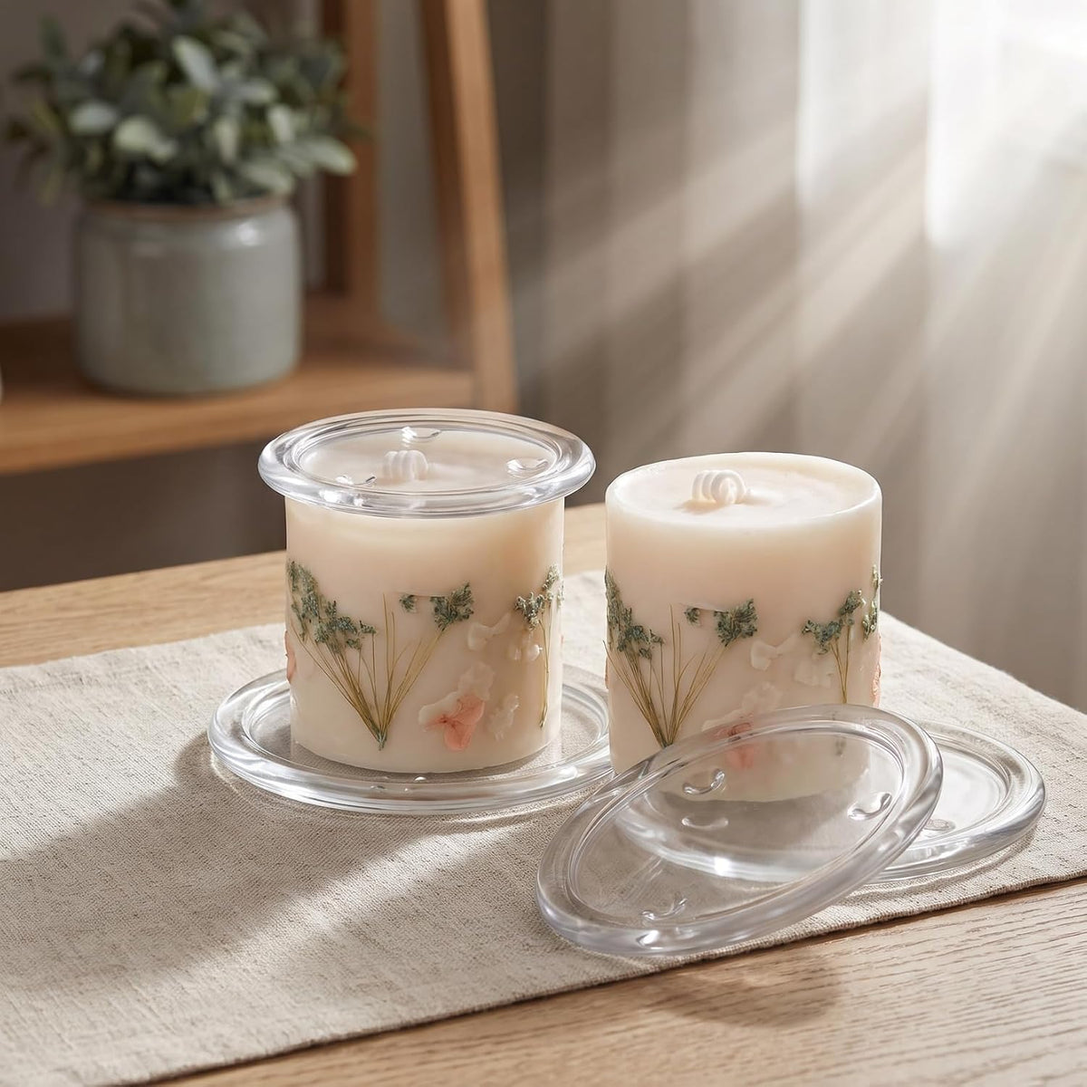 VOSAREA 2Pcs Glass Candle Holder Plates 5.11 Inch Transparent Round Candle Tray Coasters for Wedding Banquet Home Decor Table Centerpiece