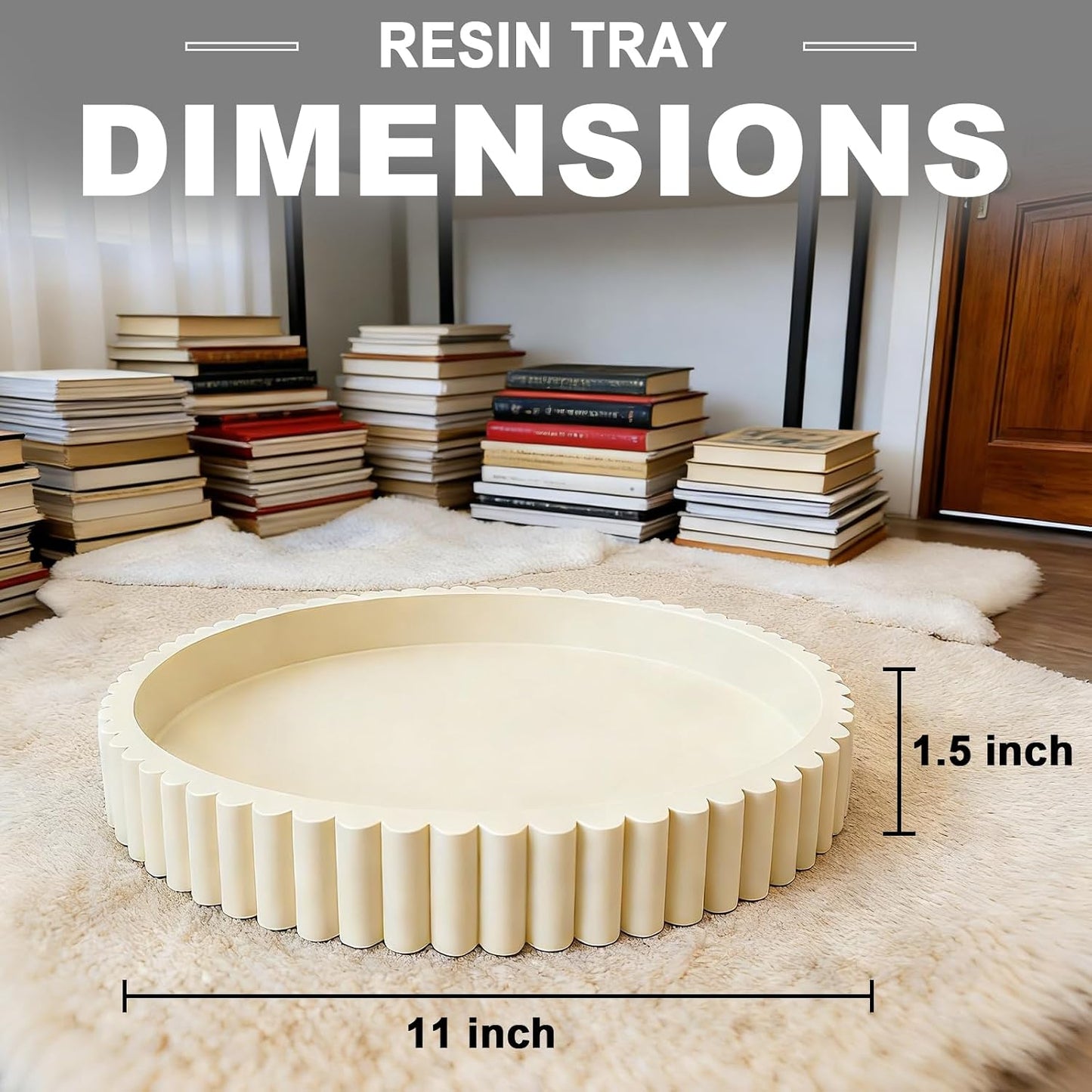 Round Decorative Tray for Coffee Table Decor - Resin Modern Table Centerpieces Decorative Trays for Kitchen, Dining, Living Room, Home Decor Housewarming Gift - Gray