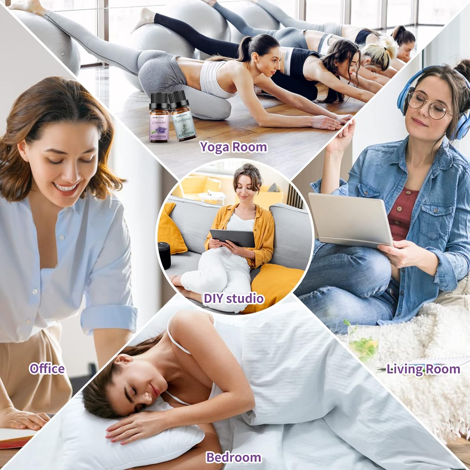 Sedbuwza Lavender Eucalyptus Essential Oil Set, Lavender Fragrance Oil Eucalyptus Scent Oil Set for Diffuser, Aromatherapy, Massage, Soap, Candle Making 2 x 10 ml