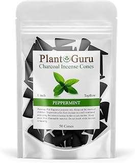 Peppermint Charcoal Incense Cones 1" TOPFLOW - 50 Pack - Natural Scented Cones Handmade Hand Dipped