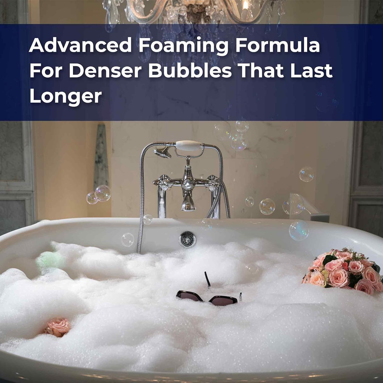 Luxury Foaming Bath - Natural Scented Bubble Bath with Essential Oils and Epsom Salt - Zesty Tangerine Scent, 33.8 fl oz / 1L