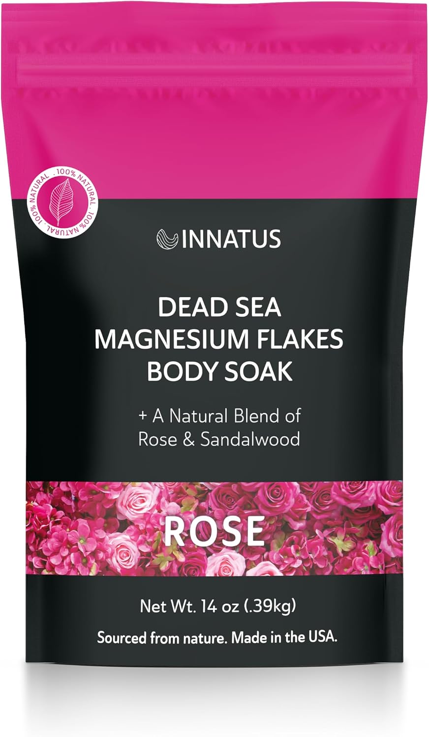 Pure Dead Sea Magnesium Flakes Clarity Soak – Relaxing & Replenishing 14oz Bath Soak – Infused with Infused with Natural Oils for Muscle Recovery (Rose)