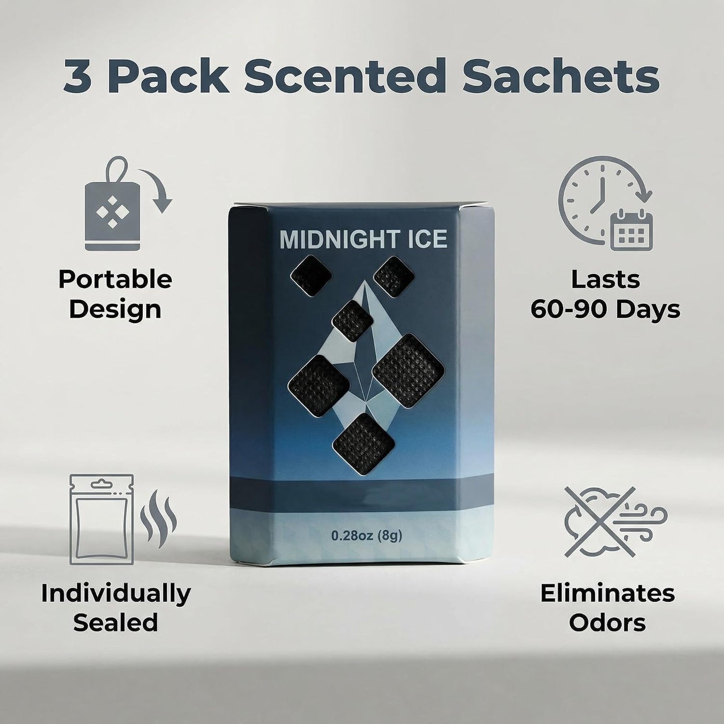 Fresh Linen Scented Sachets, 3 Pack Hanging Closet Deodorizer for Drawers, Wardrobes, Bags, Suitcases and Small Spaces