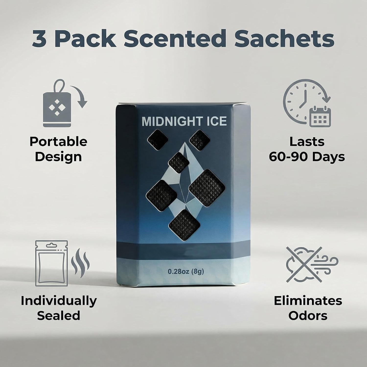Fresh Linen Scented Sachets, 3 Pack Hanging Closet Deodorizer for Drawers, Wardrobes, Bags, Suitcases and Small Spaces
