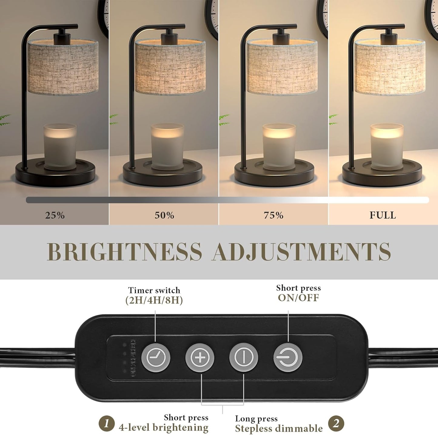 Black Candle Warmer Lamp with Timer Dimmer, Electric Candle Warmer Wax Heater, Birthday Gifts for Women Her Mom, House Warming Gifts New Home