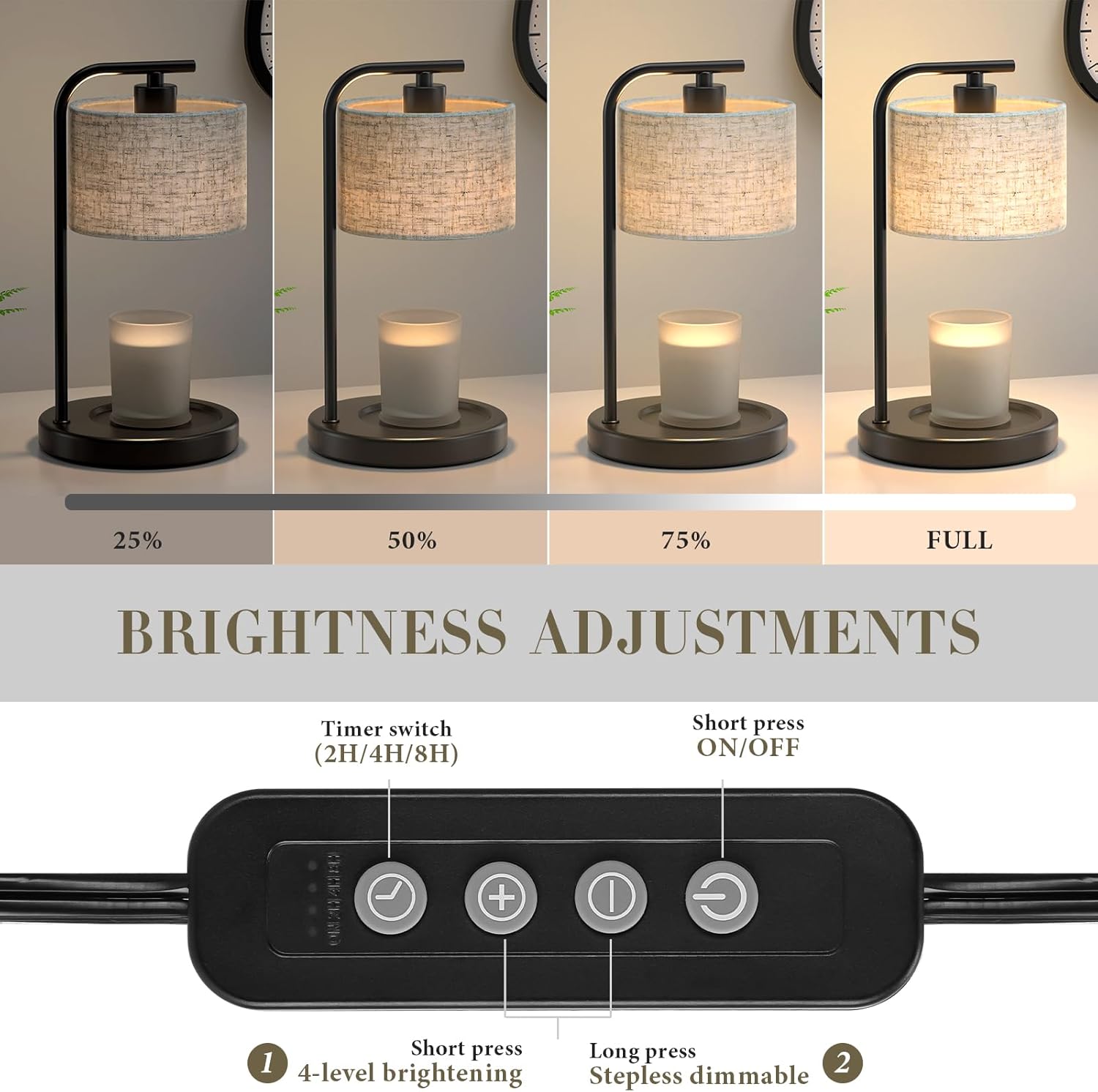 Black Candle Warmer Lamp with Timer Dimmer, Electric Candle Warmer Wax Heater, Birthday Gifts for Women Her Mom, House Warming Gifts New Home