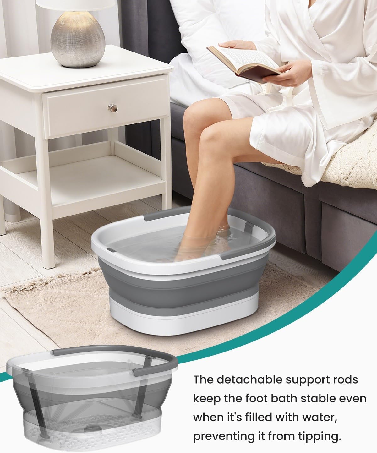 Nekteck Foot Soaking Tub Collapsible Bucket + Nekteck Cordless 6D Shiatsu Neck and Back Massager,