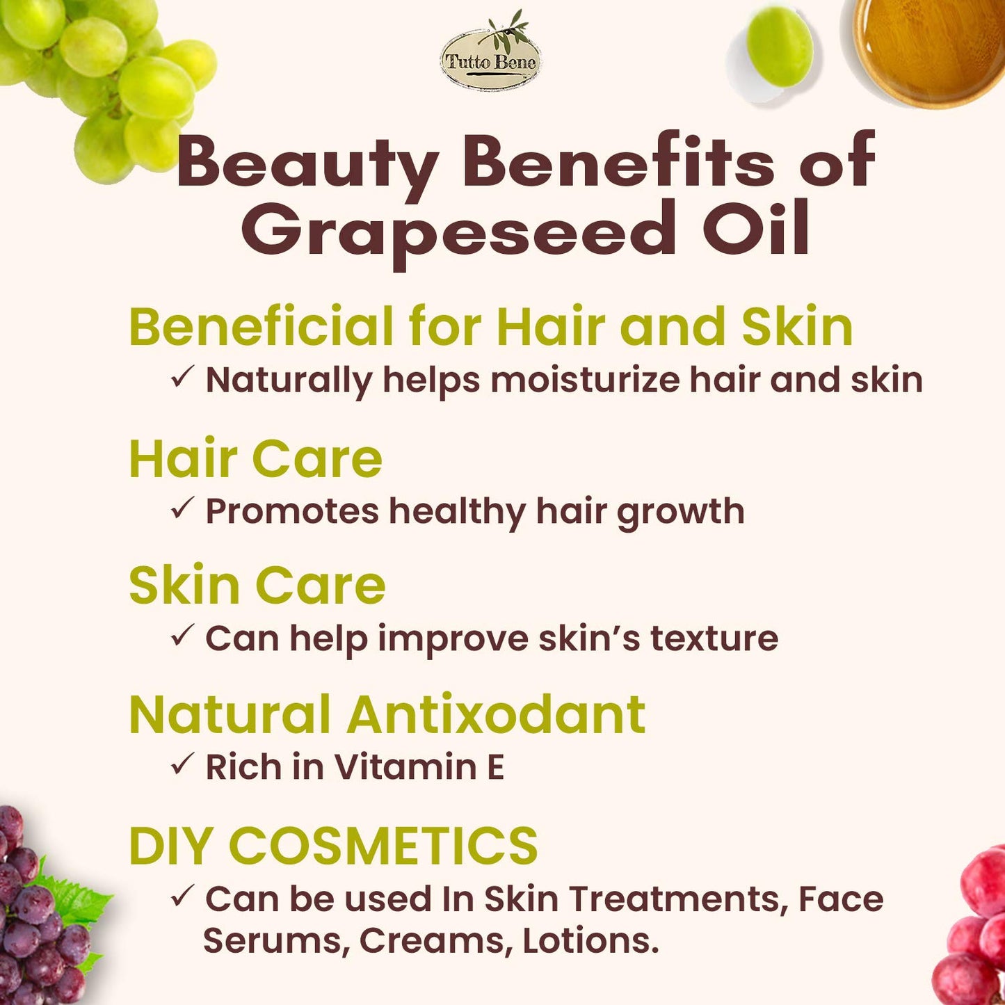 Tutto Bene Premium Quality Grapeseed Oil - 1 Gallon (128 ounces), for Cooking With 0% Trans Fat for Healthy Living - Cholesterol Free - High in Antioxidants and Vitamin E