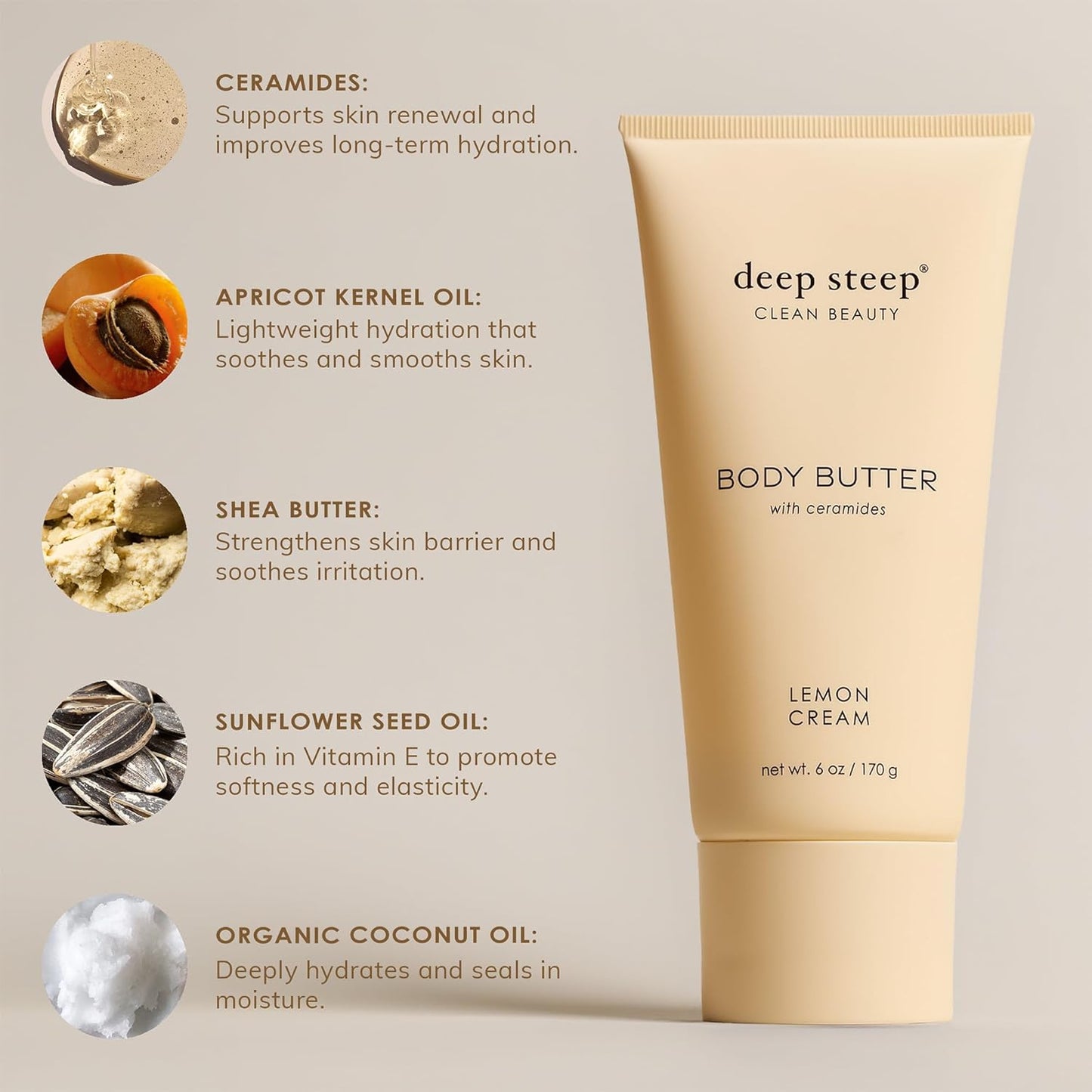 Deep Steep Body Butter, 6 oz – Rich Moisturizer with Ceramides, Coconut Oil, Argan Oil & Aloe Vera – Vegan, Clean Beauty, Smooth & Hydrated Skin (6 Ounces, Lavender Chamomile)