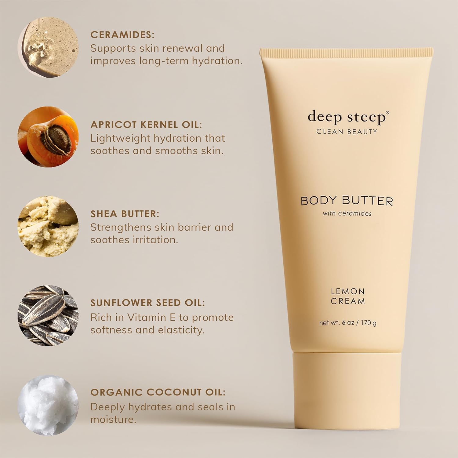 Deep Steep Body Butter, 6 oz – Rich Moisturizer with Ceramides, Coconut Oil, Argan Oil & Aloe Vera – Vegan, Clean Beauty, Smooth & Hydrated Skin (6 Ounces, Lavender Chamomile)