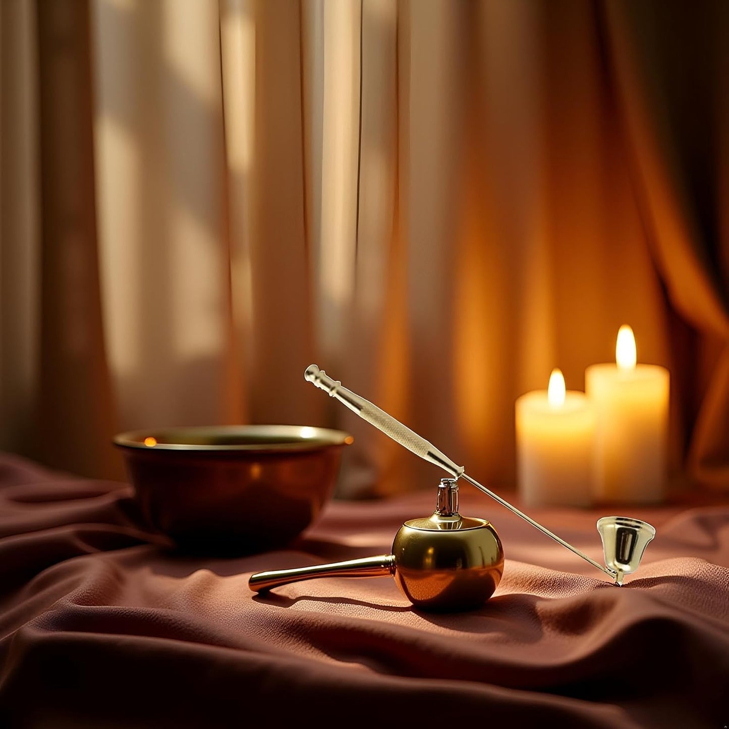 Gold Metal Candle Snuffer Wick Snuffer with Long Handle Accessories