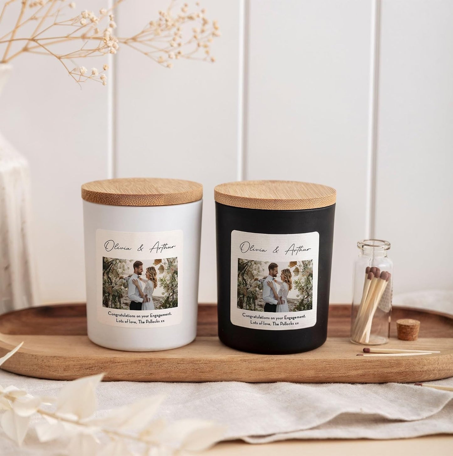 Custom Photo Candle with Gift Box | Personalized Picture Candle | Engagement, Wedding Gift-White/Vanilla