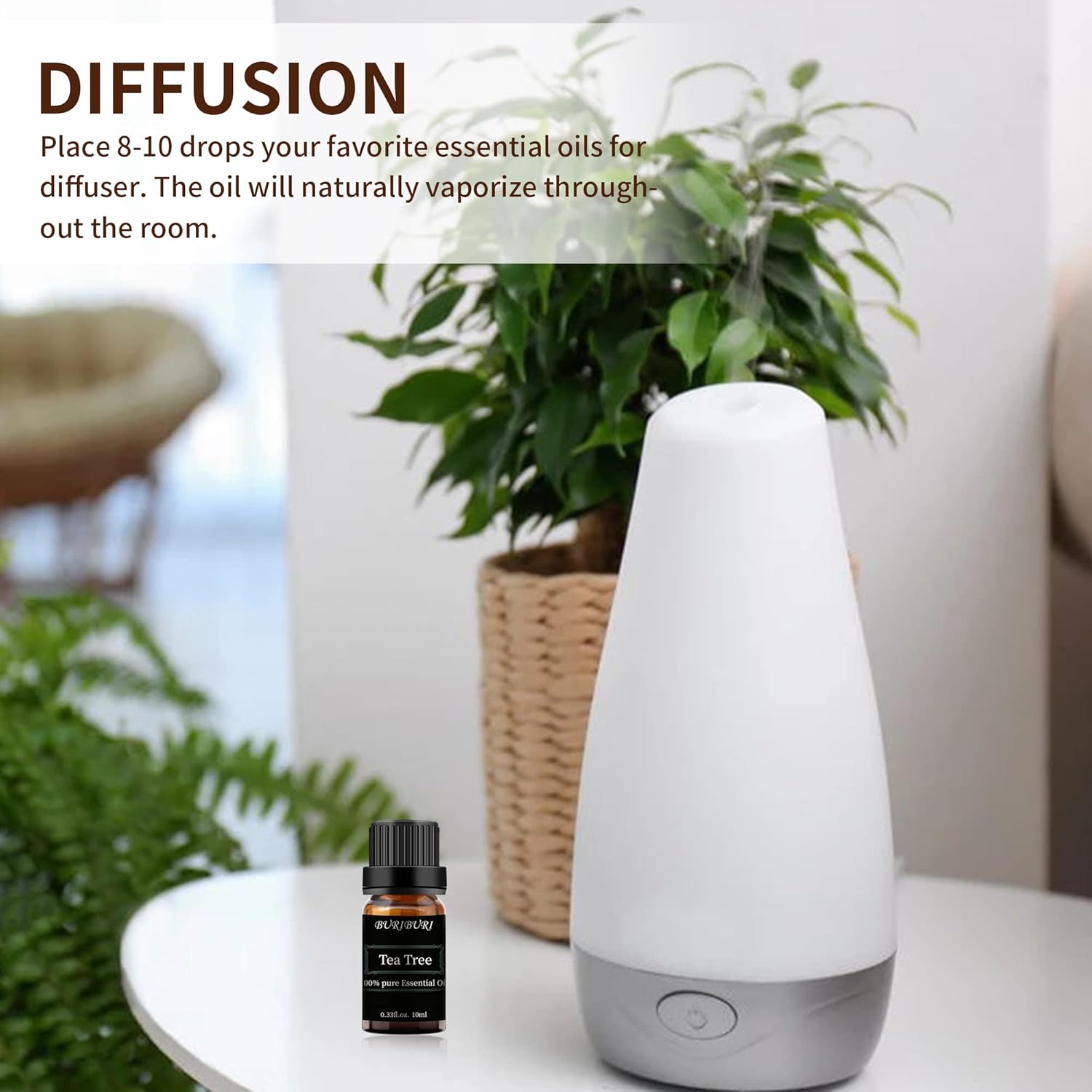 BURIBURI Tea Tree Essential Oil, 100% Pure, Undiluted, Natural Tea Tree Oil Aromatherapy Essential Oils 10ml for Diffuser, Massage
