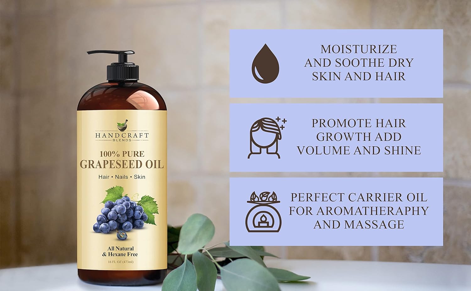 Handcraft Blends Lightweight Massage Set: Apricot Kernel Oil and Grapeseed Oil – (2 x 16 Fl Oz) – 100% Pure & Natural – Non-Greasy Carrier Oils for Oily or Sensitive Skin