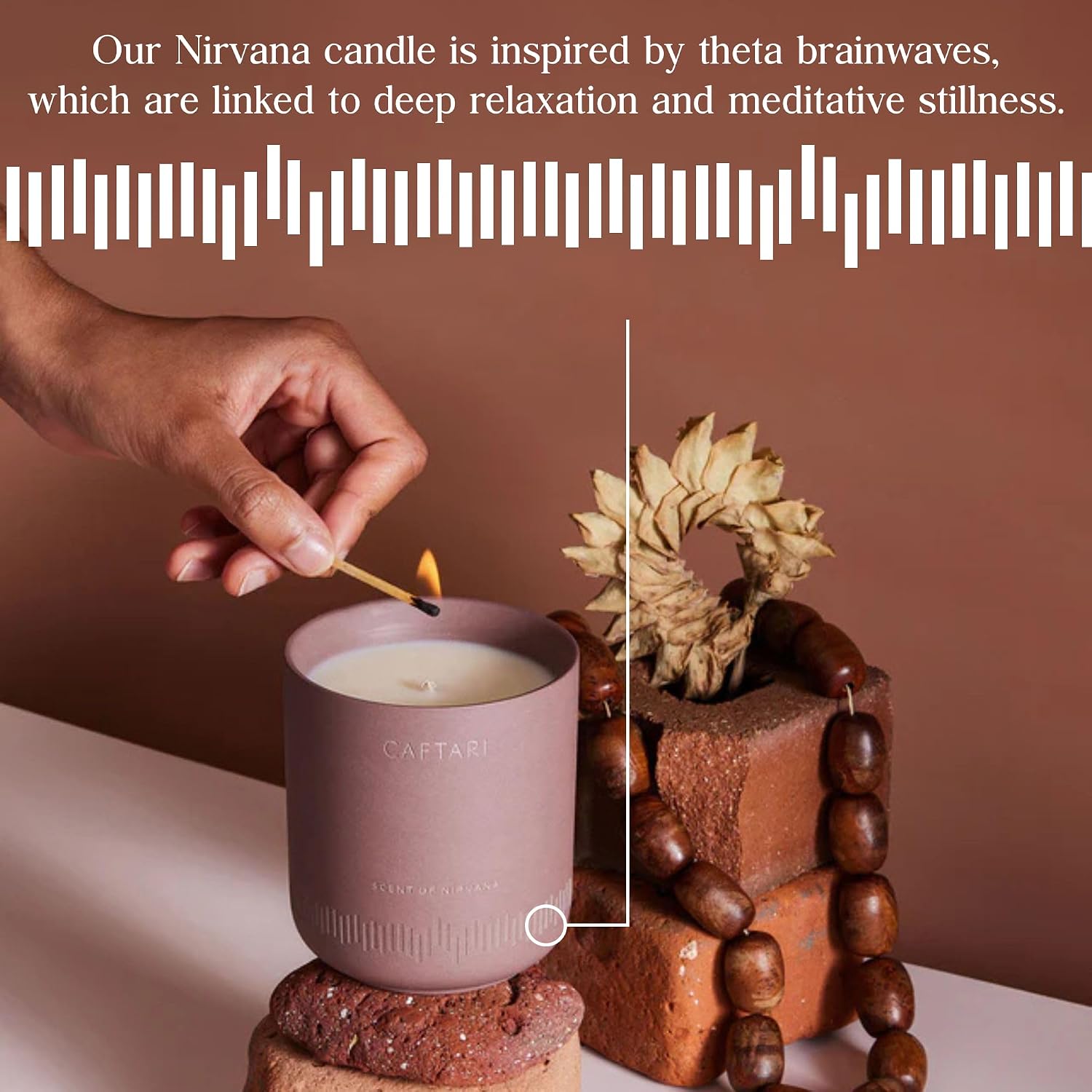 CAFTARI Scent of Nirvana Scented Candle | Oudh, Cedarwood & Patchouli | Soy Candles Non Toxic | 60-Hour Burn | Scented Candles for Home | Stress Relief Aromatherapy | Luxury Ceramic Jar | 10.5 oz