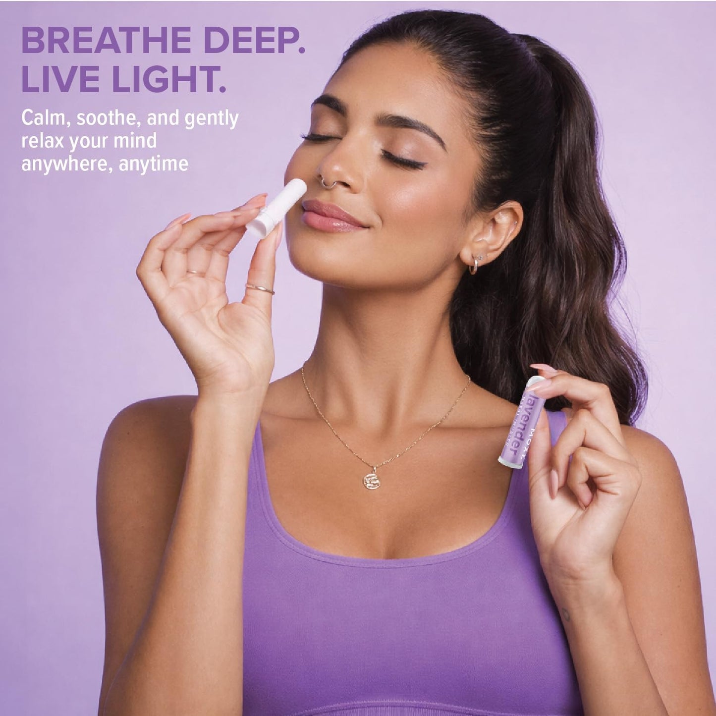 MOXE Lavender Essential Oil Nasal Inhaler, Therapeutic No-Mess Aromatherapy, Relaxation, Naturally Calming, Before Sleep Routine, Uplifts Mood, Pure and Undiluted, Made in USA (1 Pack)