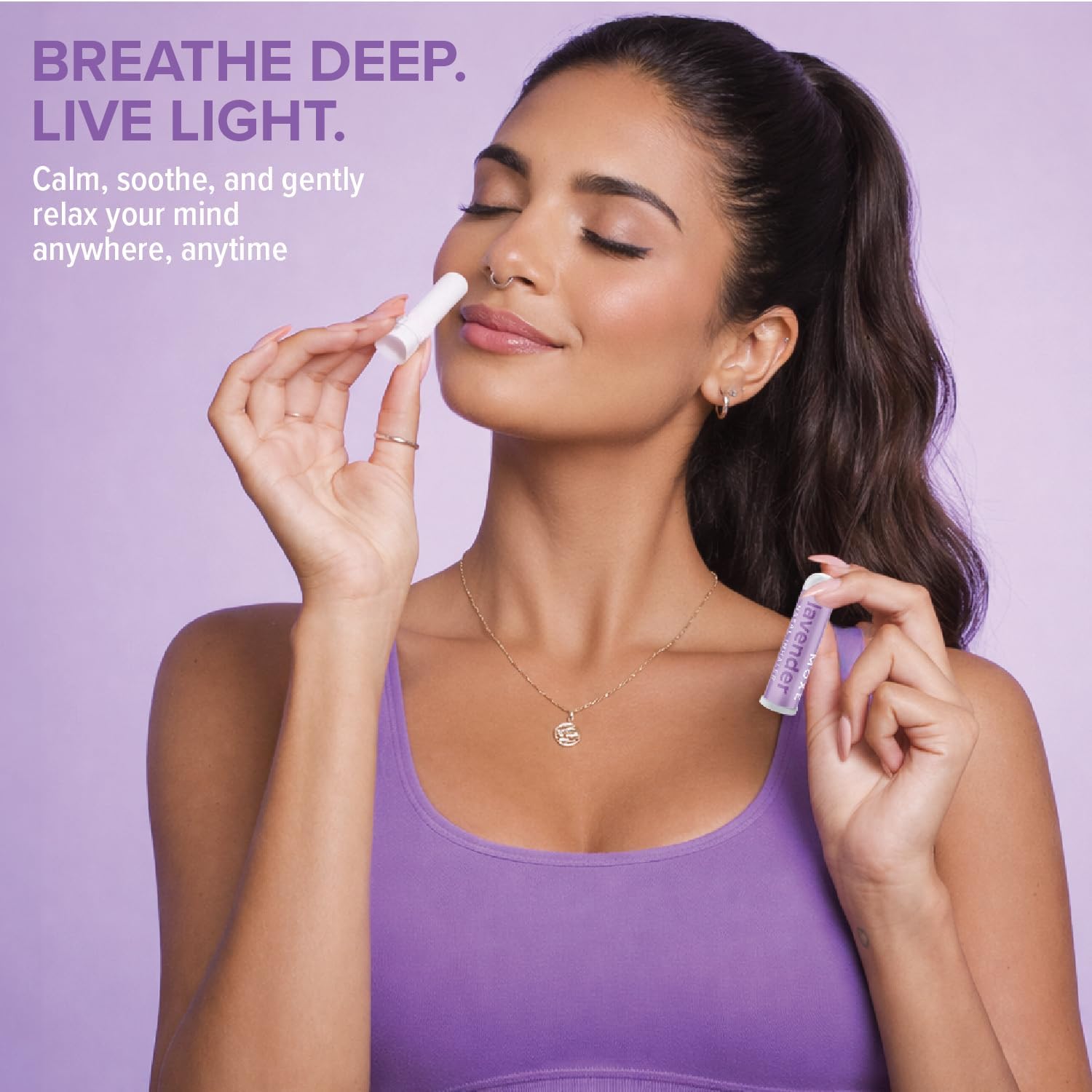 MOXE Lavender Essential Oil Nasal Inhaler, Therapeutic No-Mess Aromatherapy, Relaxation, Naturally Calming, Before Sleep Routine, Uplifts Mood, Pure and Undiluted, Made in USA (1 Pack)