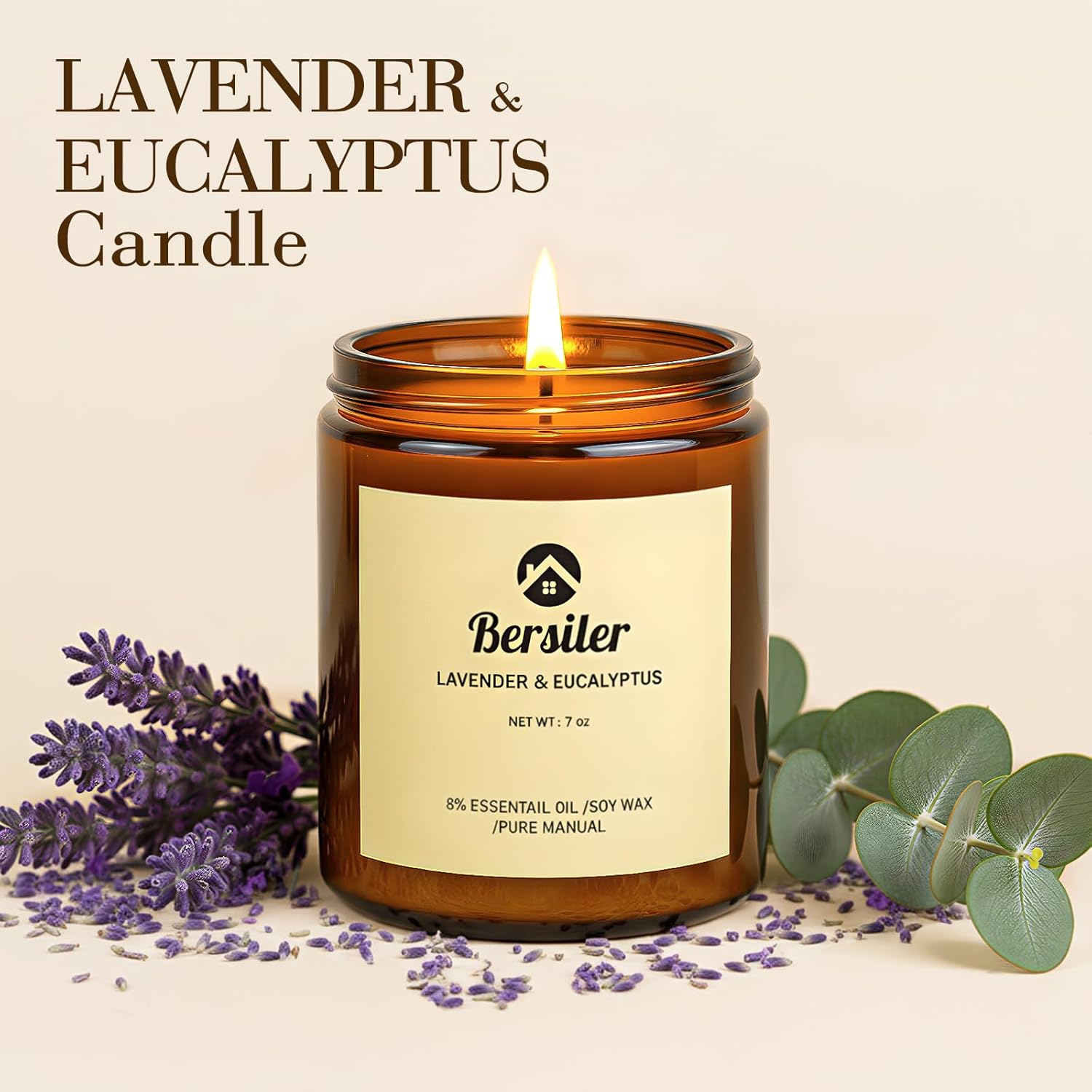 Aromatherapy Candles, Scented Candles, 7OZ Lavender Eucalyptus Candles Stress Relief and Relax for Home & Bedroom Gift for Women Birthday Christmas, Soy Wax Candle