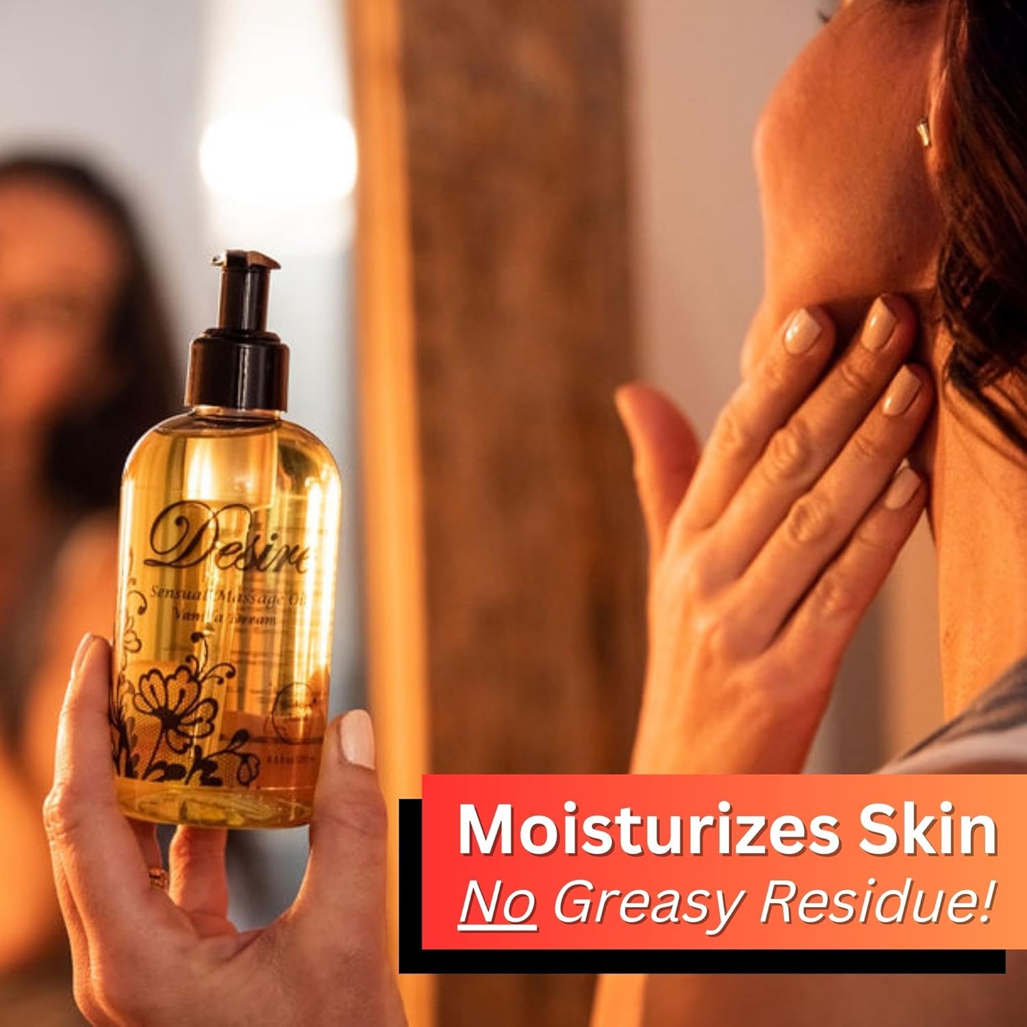 Desire Sensual Massage Oil for Date Night | Perfect for Couples | Hydrating Vanilla Body Oil | All Natural with Sweet Almond, Grapeseed & Jojoba for Smooth Glide 8oz