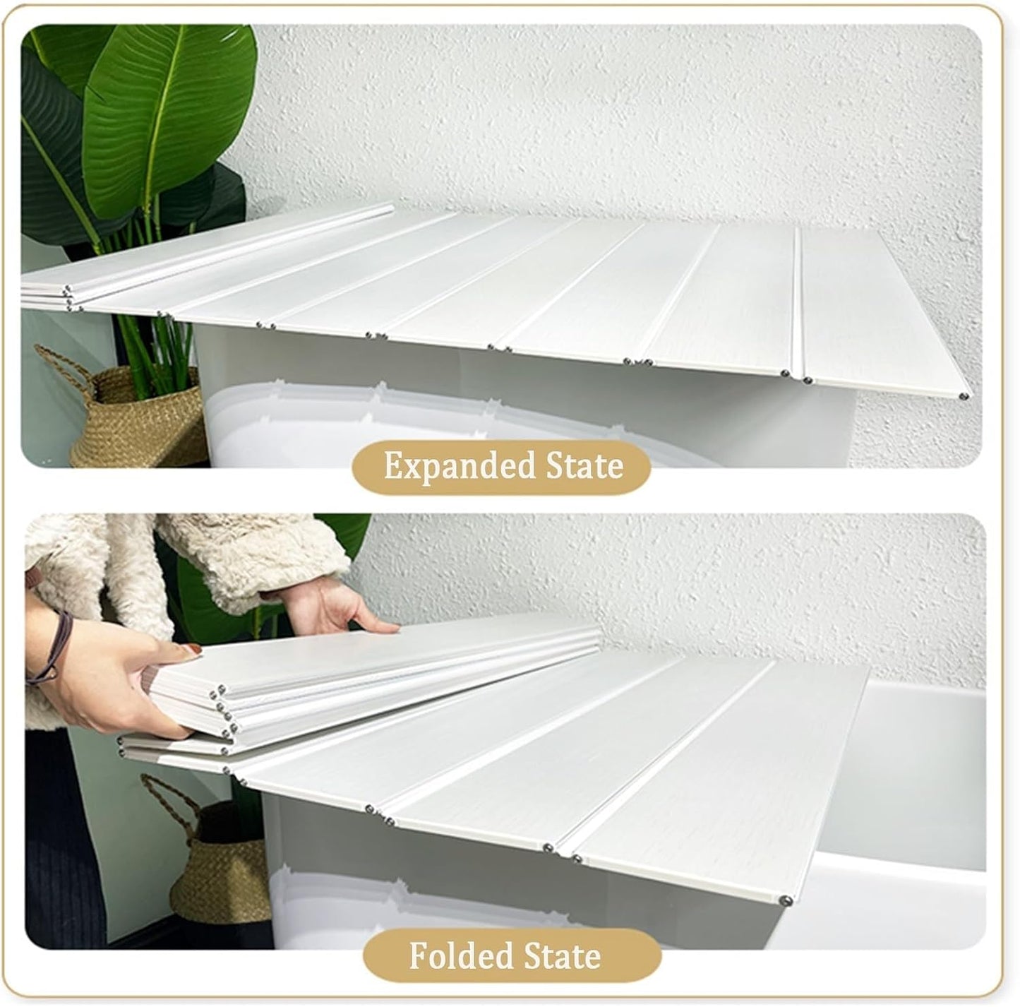 Bathtub Tray Bathtub Caddy Tray Folding Bathtub Cover, 0.6cm Thickness Scalable Dust-Proof Board Insulation Cover Shutter Bath Lid, Length 150/160/170/180cm Multifunctional(66x97x0.6cm)