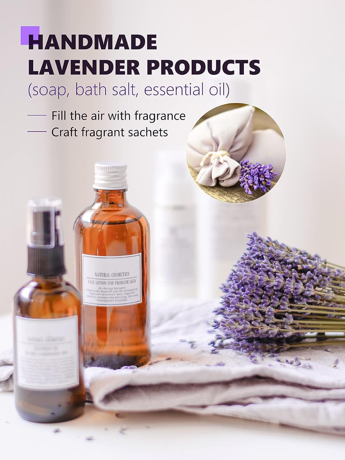 TeeLux Lavender Flowers Tea, Dried Lavender Buds for Drinks, Baking, DIY Beauty, Crafts, Sachets, Delightful Aroma, Caffeine-free, 114g/4oz