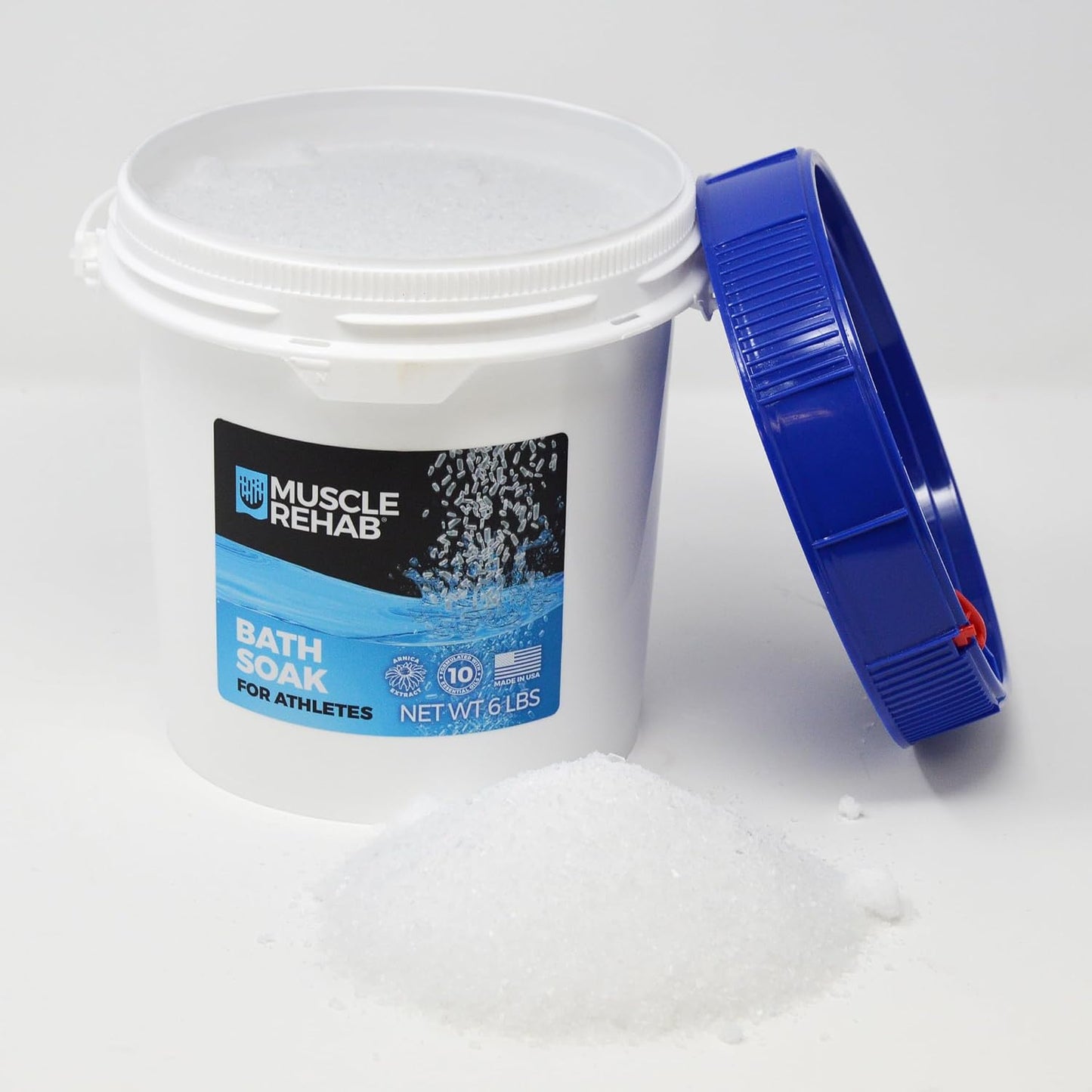Muscle Rehab Sports Recovery Epsom Salt Bath Soak | 6 lb Pail : Professional Strength Magnesium & Arnica Formula for Deep Muscle Relief, Stiffness, & Fatigue | Natural Peppermint & Eucalyptus