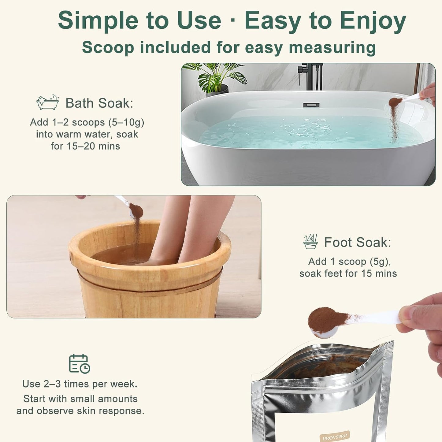 Fulvic Acid Detox Bath Powder, Natural Mineral Bath Soak for Foot & Body, Vegan Self-Care Spa Gift, No Additives, Gentle on Skin, Fast Dissolving, Includes 5g Scoop, Easy to Use, 4oz