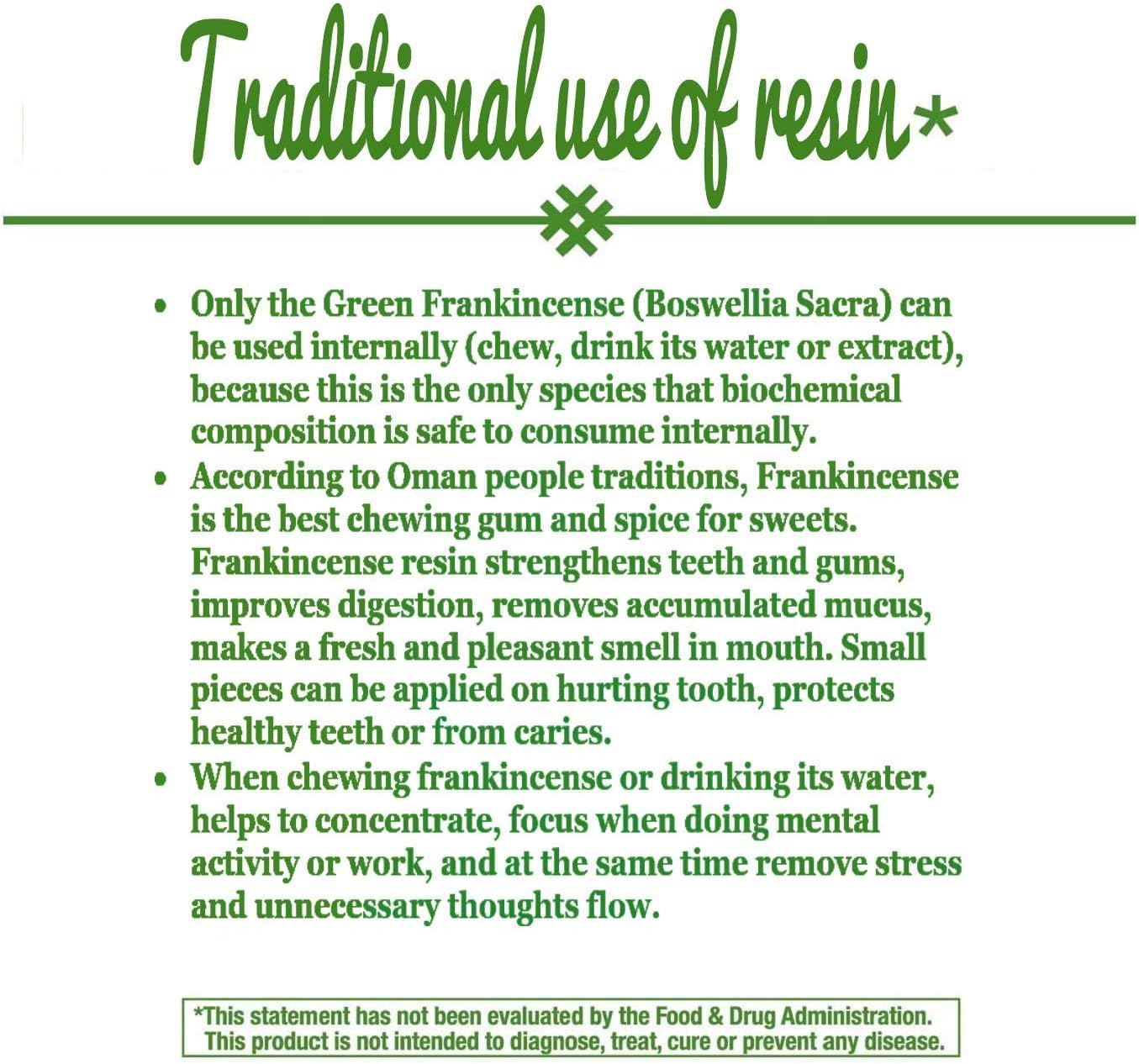 Royal Green Frankincense Hojari from Oman Boswellia Sacra Pure Incense Chruch Incense Olibanum luban (1 oz)