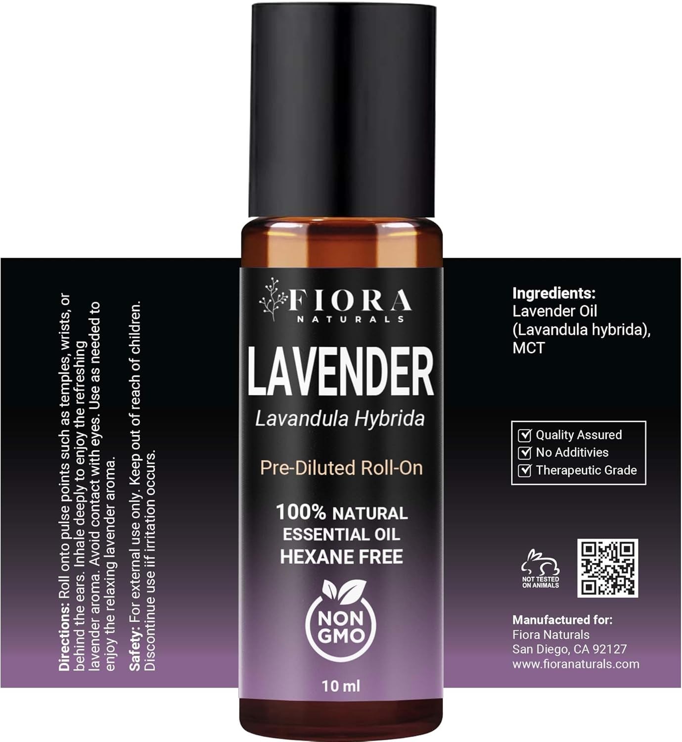 Lavender Essential Oil Roll On – Pre-diluted Calming Lavender Oil for Relaxation, Sleep & Skin Care, Aromatherapy Roller, Lavender Roller Ball, Calming Gifts for Women, Men By Fiora Naturals