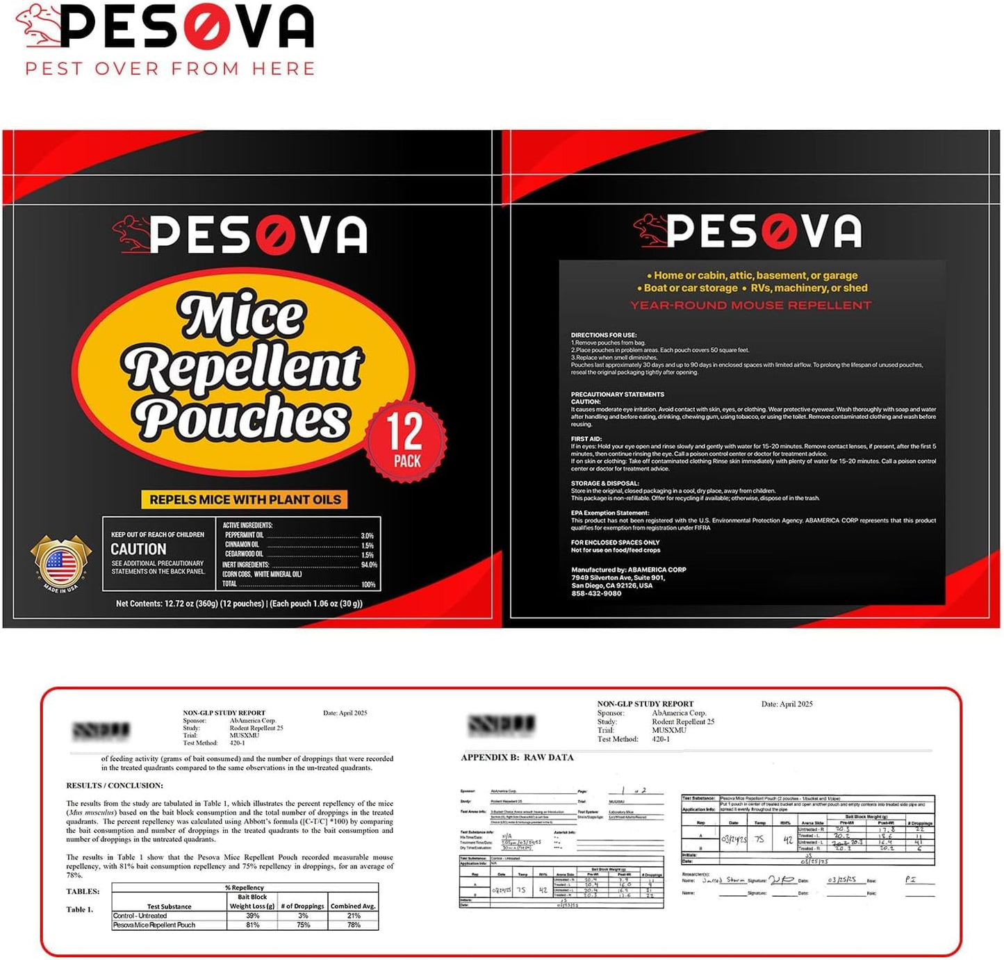 Mouse Repellent Pouches, Peppermint Cinnamon Cedarwood Oil Repellent, Natural Rodent Spider Ant Roach Deterrent for Car RV Garage Closet Basement Boat Shed Attic(6 Pouches)