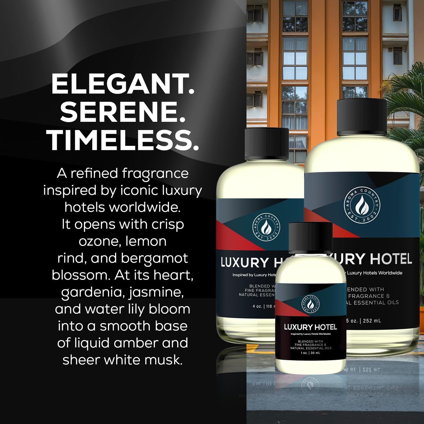 Aroma Country Ritzy Luxury Hotel Diffuser Oil - Luxury Hotel Scent for Diffuser & Air Fresheners - Essential Oil Diffuser Refill, Home Fragrance Collection with Gardenia & Amber (4 Fl. Oz)