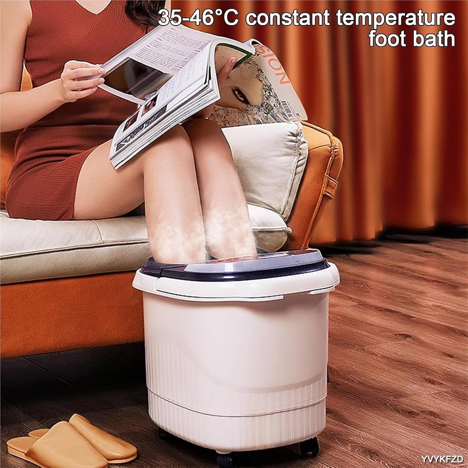 Foot Spa Bath Massager with Heat， Portable Foot Bath Basin with Heat Bubbles Red Light Temperature Control