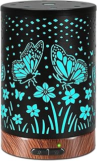 Essential Oil Diffuser - 150ML Metal Aromatherapy Diffuser for Essential Oils with 7 Colors Lights Gifts for Mom Auto Shut-Off & Ultrasonic Cool Mist Diffuser, Ambience for Home
