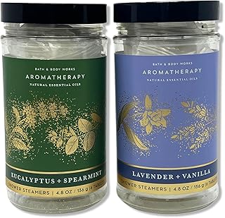 Bath & Body Works - Aromatherapy - Shower Steamers, 6 Tablets Each - 2 Pack Bundle - Lavender Vanilla and Eucalyptus Spearmint