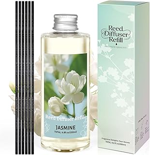 STRN Reed Diffuser Oil Refill, Jasmine Fragrance Oil for Diffuser Refill 200ml, Long-Lasting for Home, Living Room, Bedroom, Spa, 6.8 fl oz