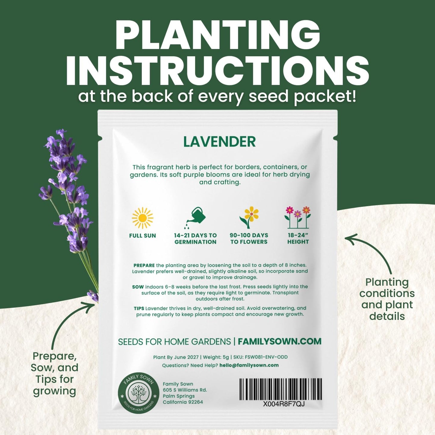 Lavender – 5,000 Seeds for Planting – 2026 Season – 5 Gram Pouch